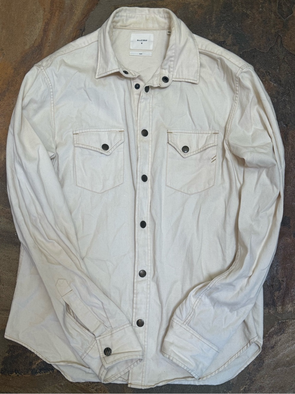 Billy Reid Cream Button-Front Casual Shirt